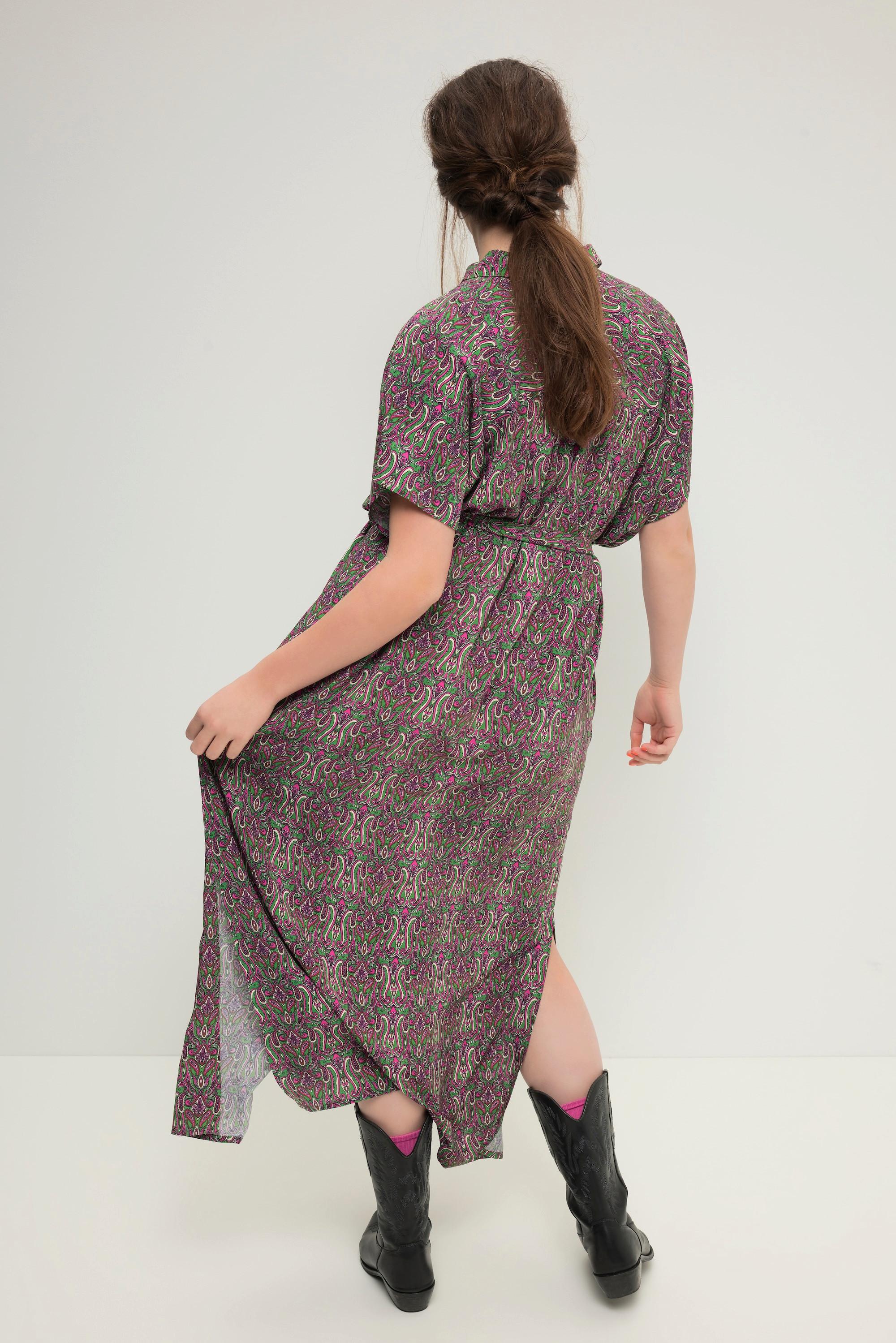 Studio Untold Maxikleid Oversized Paisley-Print Hemdkragen Knopfleiste  