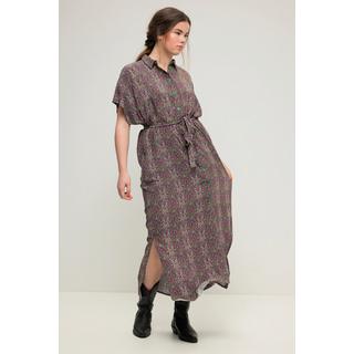 Studio Untold Maxikleid Oversized Paisley-Print Hemdkragen Knopfleiste  