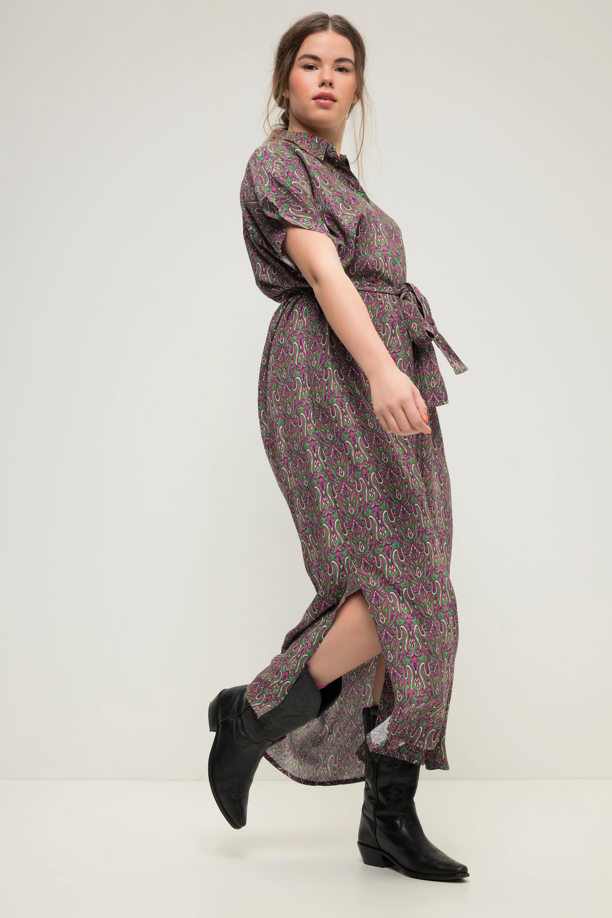 Studio Untold Maxikleid Oversized Paisley-Print Hemdkragen Knopfleiste  