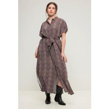 Robe maxi oversized à imprimé cachemire, patte de boutonnage et col de chemise