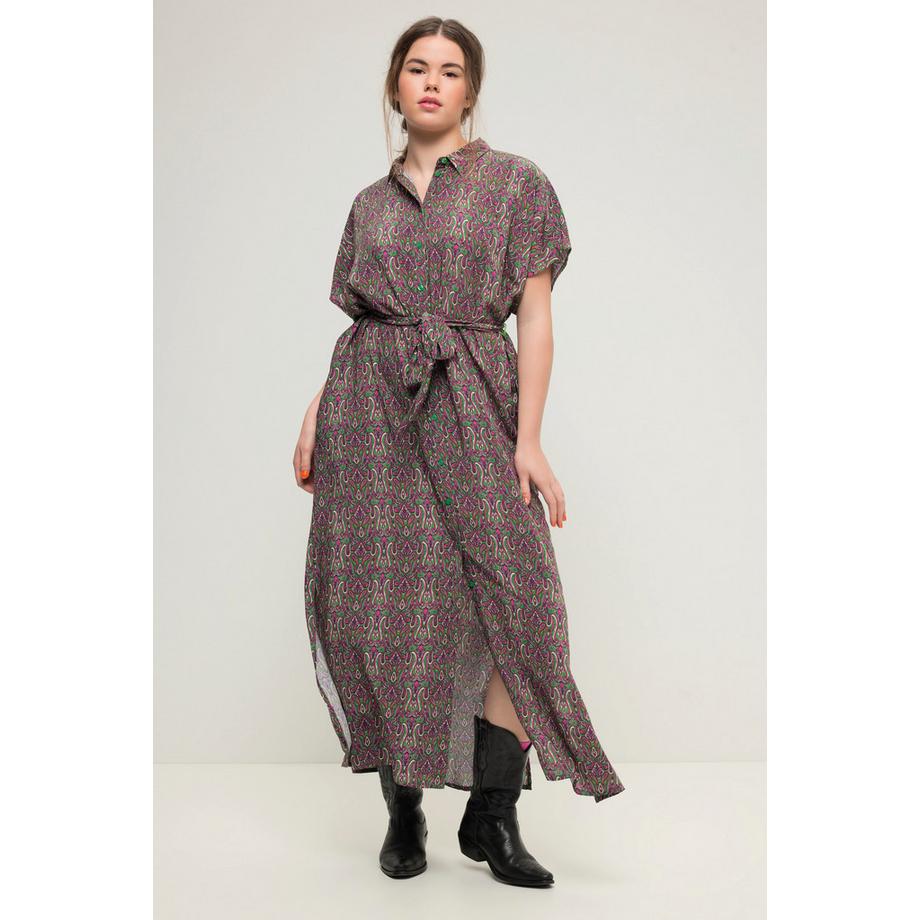 Studio Untold Robe Maxi Oversized Imprimé Cachemire Col Chemise Patte de Boutonnage  