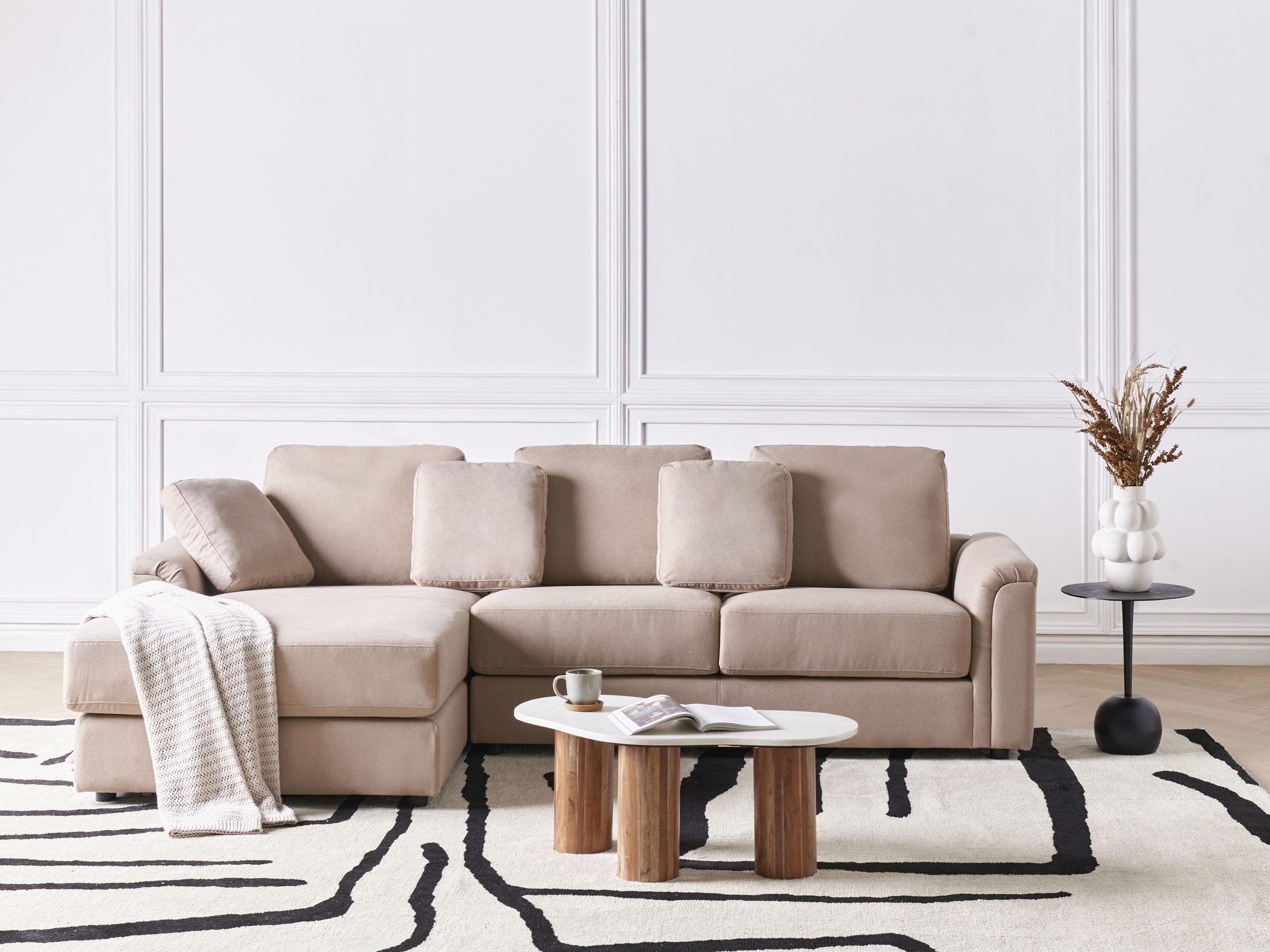 Beliani Rechtsseitiges Ecksofa aus Stoff Klassisch KOHLO  