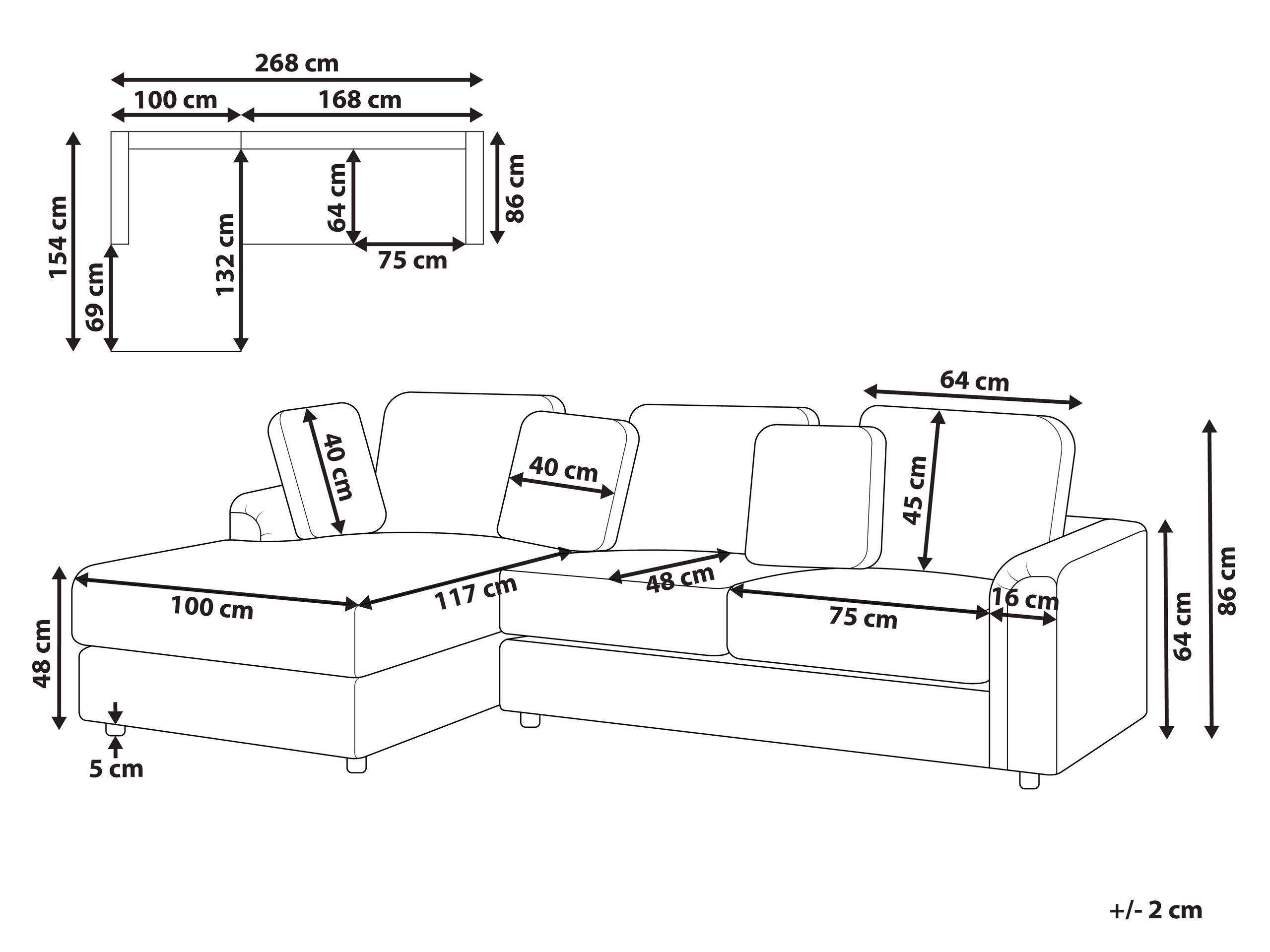 Beliani Rechtsseitiges Ecksofa aus Stoff Klassisch KOHLO  
