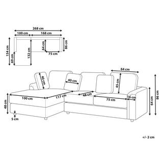 Beliani Rechtsseitiges Ecksofa aus Stoff Klassisch KOHLO  
