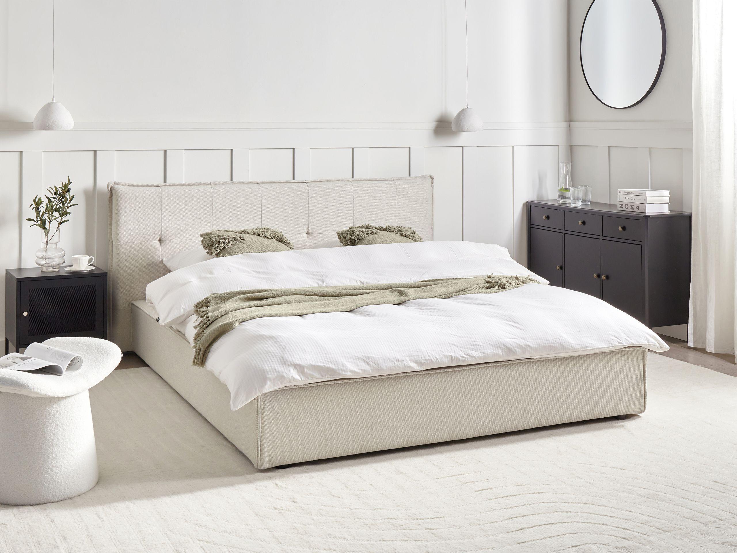 Beliani Bett mit Lattenrost aus Kunstleinen Modern LESTRE  