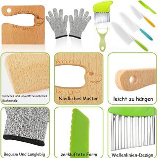 Activity-board  Kindermesser 9-teiliges Kinder-Küchenmesser-Set zum Schneiden und Kochen von Obst oder Gemüse für kleine Kinder, Sicherheits-Holzmesser-Schneidebrett-Schälmesser 