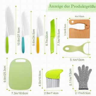Activity-board  Couteau pour enfants Set de 9 couteaux de cuisine pour enfants pour couper et cuisiner les fruits et légumes pour les petits enfants, couteau de sécurité en bois - planche à découper - couteau à éplucher 