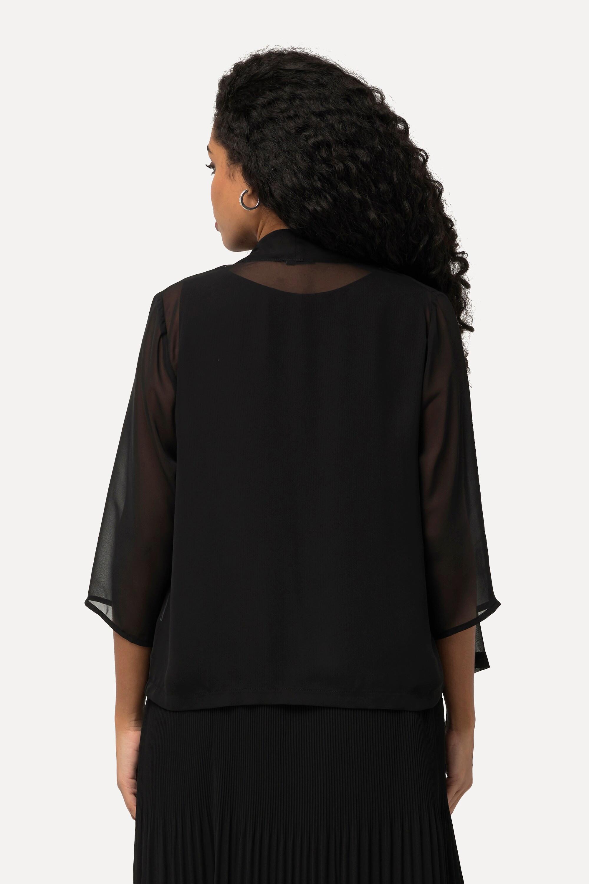 Ulla Popken Veste en mousseline oversize Col châle Manches 3/4  