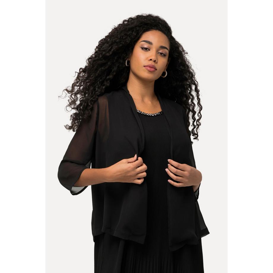 Ulla Popken Veste en mousseline oversize Col châle Manches 3/4  