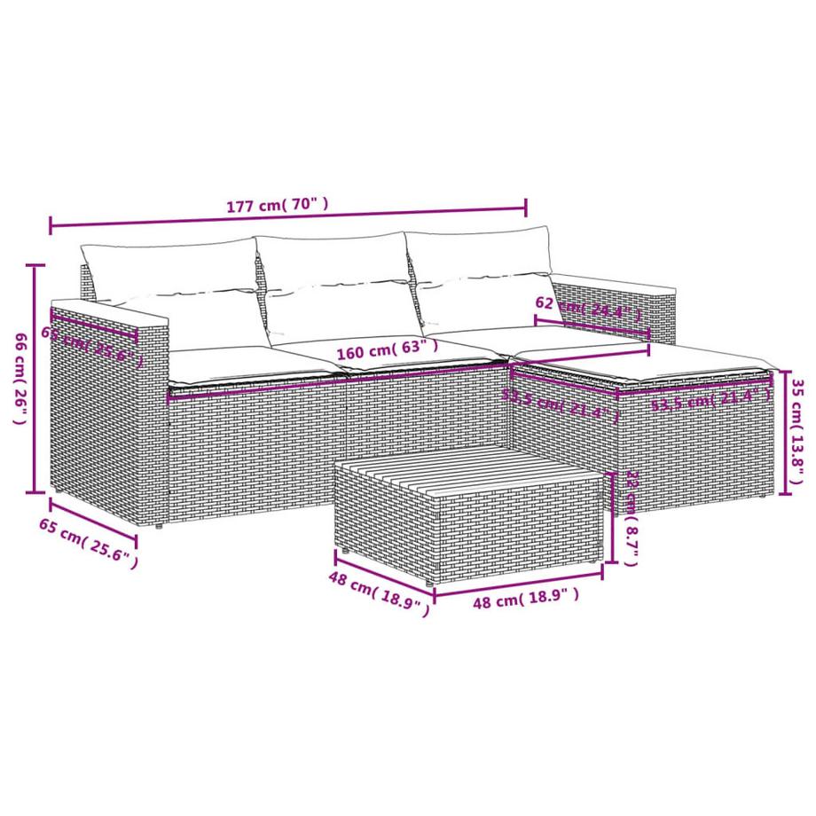 VidaXL Ensemble de canapés de jardin rotin synthétique  
