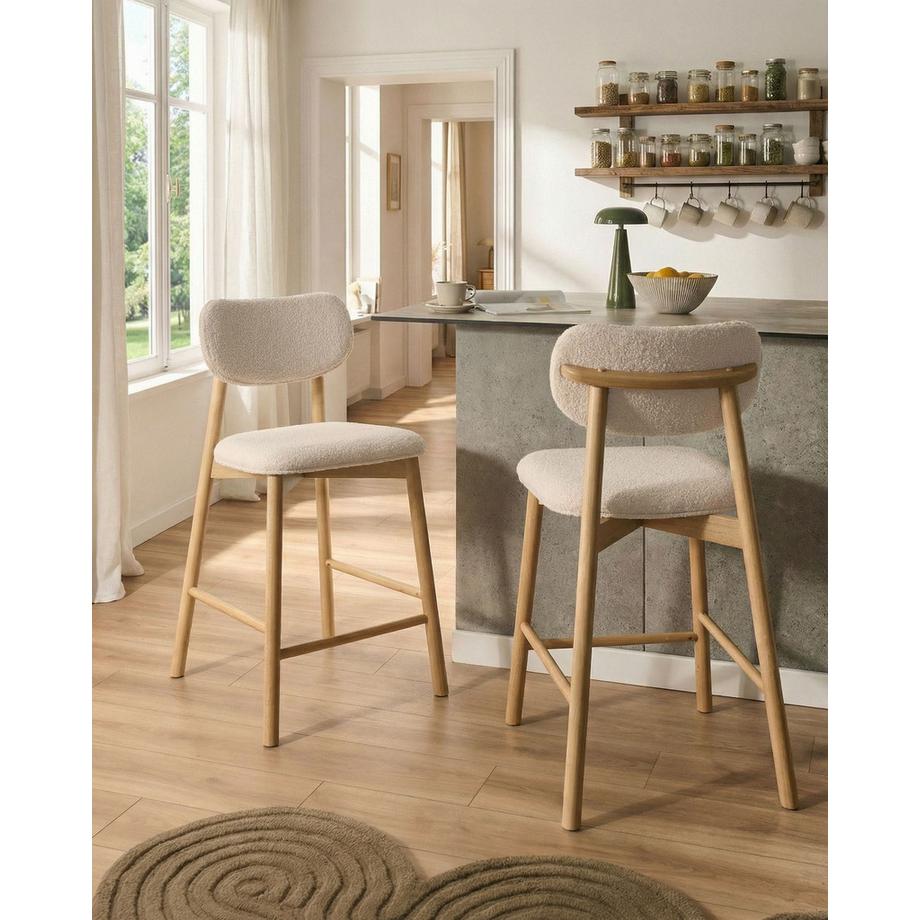 Beliani Lot de 2 chaises de bar en Bouclé Rétro MILLS  