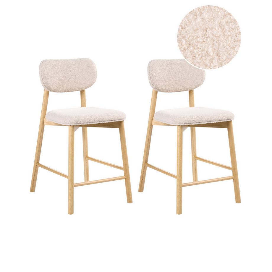 Lot de 2 chaises de bar en Bouclé Rétro MILLS