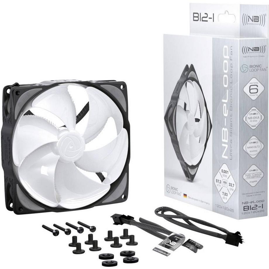NOISEBLOCKER  NB-eLoop  Ventola per PC case Bianco, Nero (L x A x P) 120 x 120 x 25 mm 