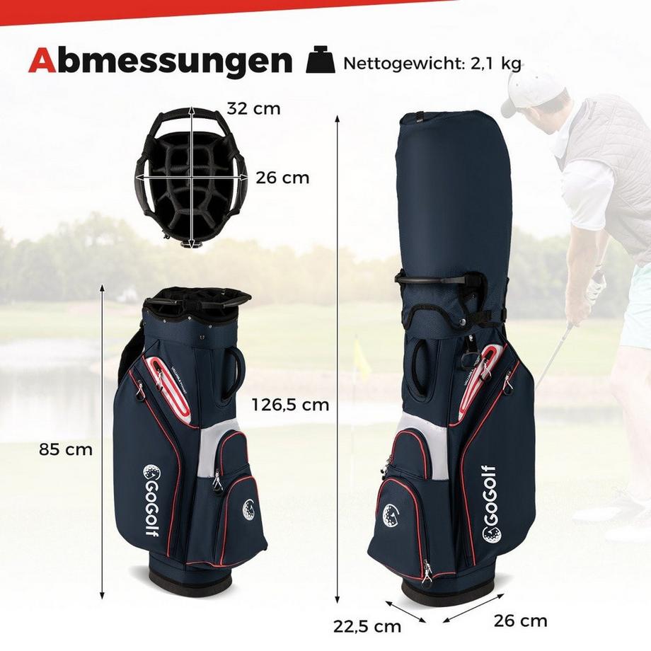 Northix  Borsa da golf con 14 divisori 