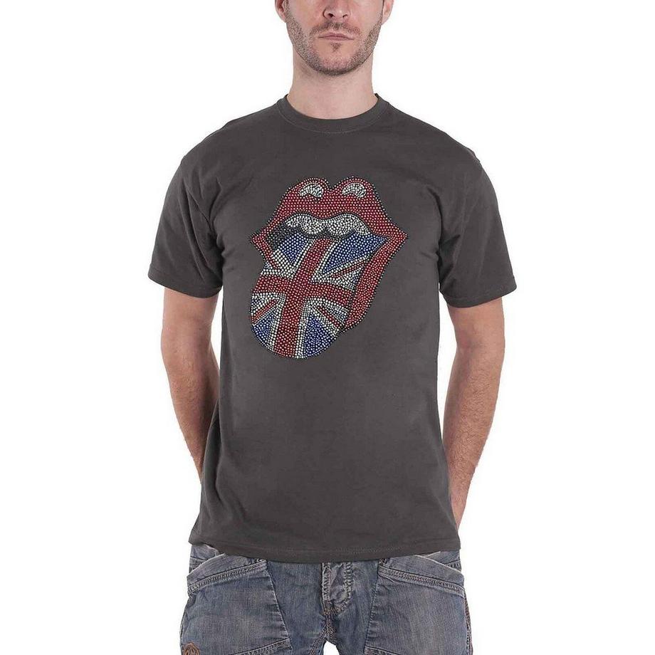 The Rolling Stones T-Shirt Classica Stampa Lingua Union Jack  