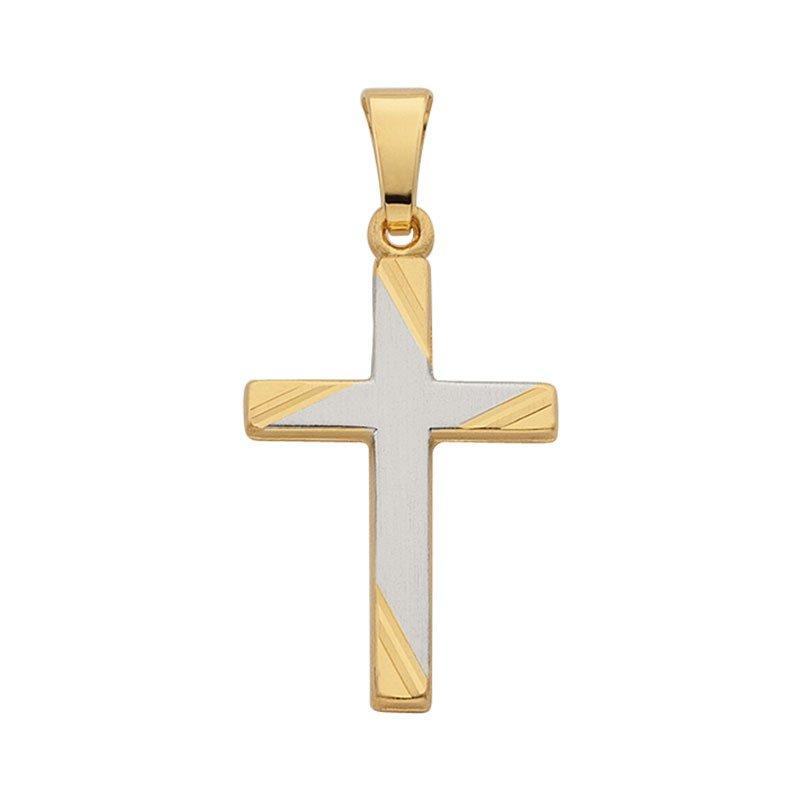 MUAU Schmuck  Anhänger Kreuz Gelbgold 750, 23x12mm 