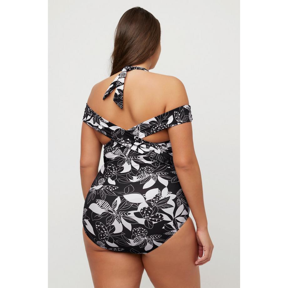 Ulla Popken Maillot de bain Fleurs Bonnets Souples Découpe Recyclé  