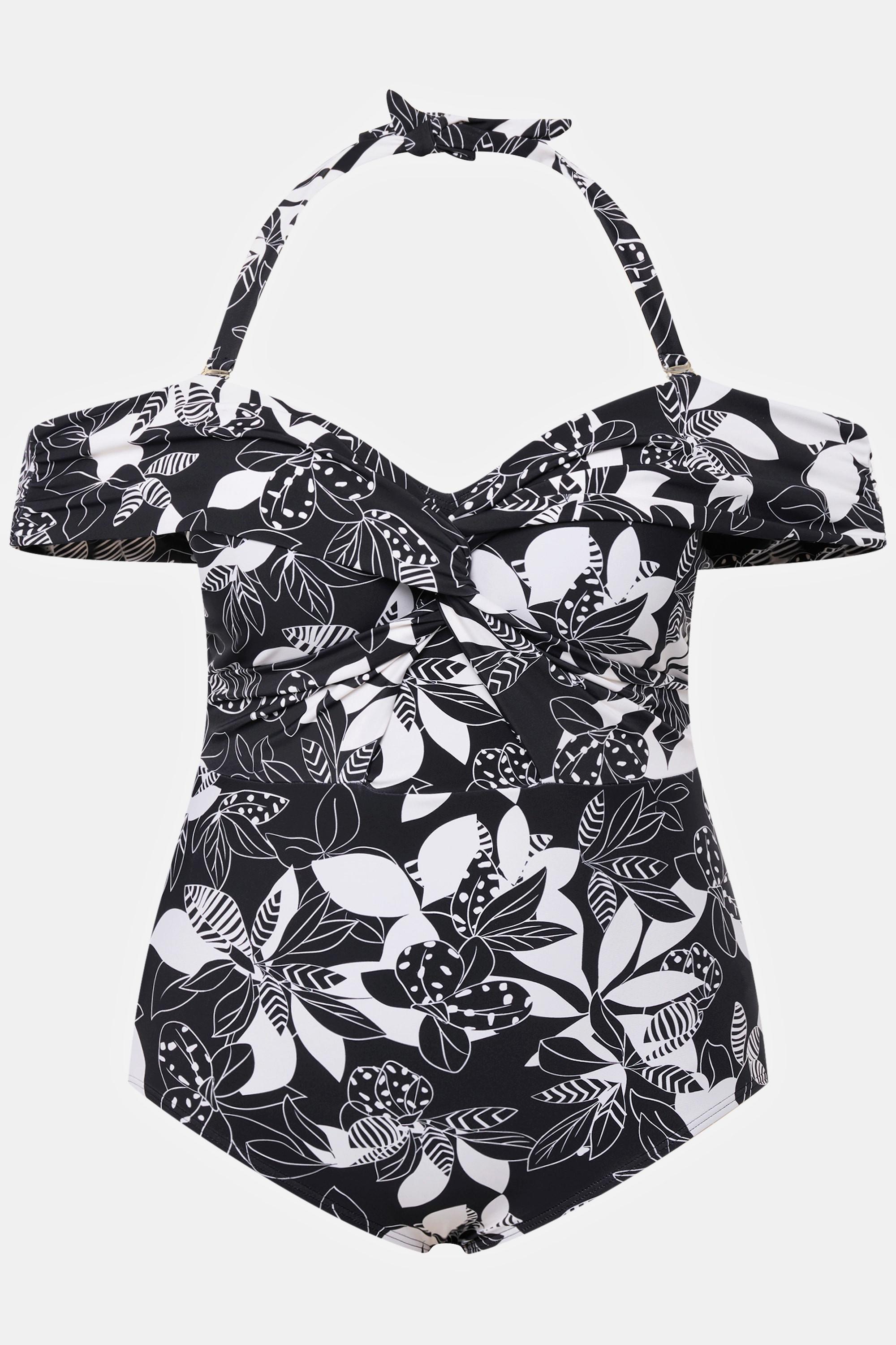 Ulla Popken Costume da bagno Fiori Coppe Morbide Apertura Riciclato  