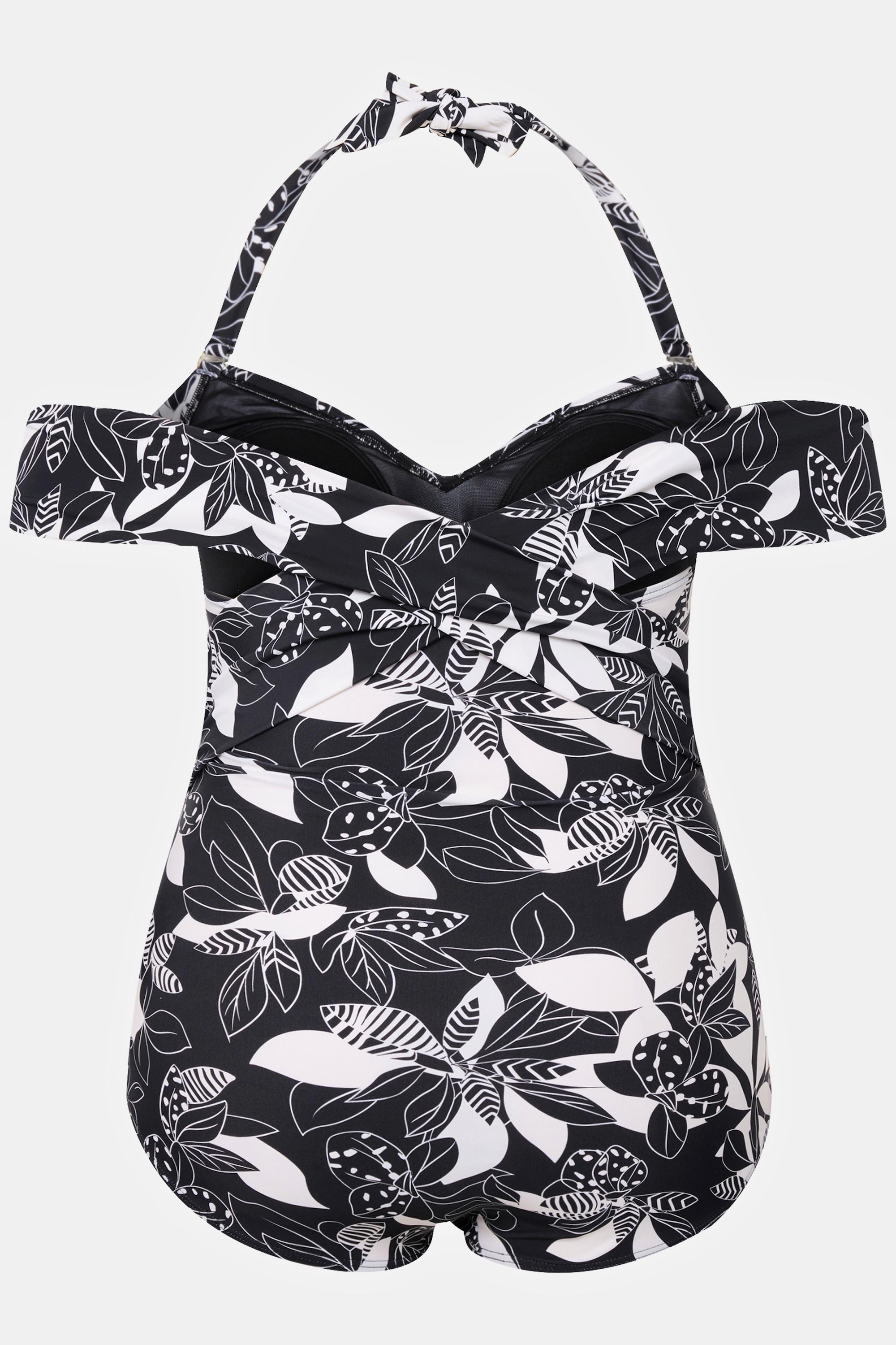 Ulla Popken Costume da bagno Fiori Coppe Morbide Apertura Riciclato  