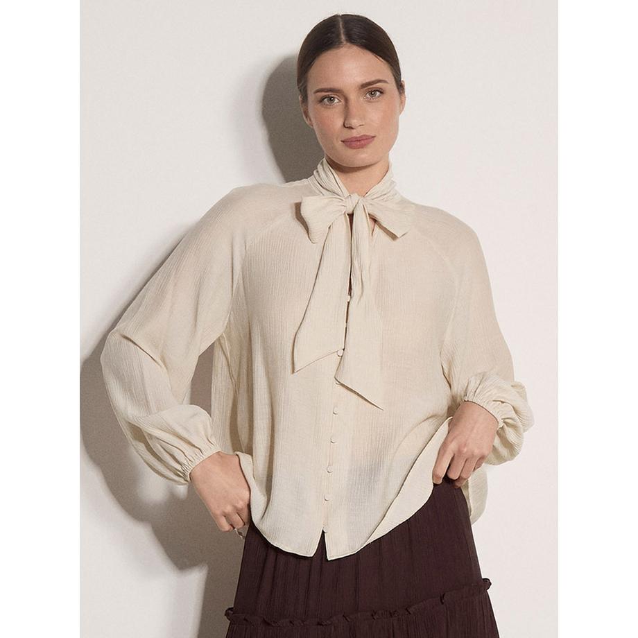 APRICOT Blusa con tessuto crinkle e collo a fiocco  