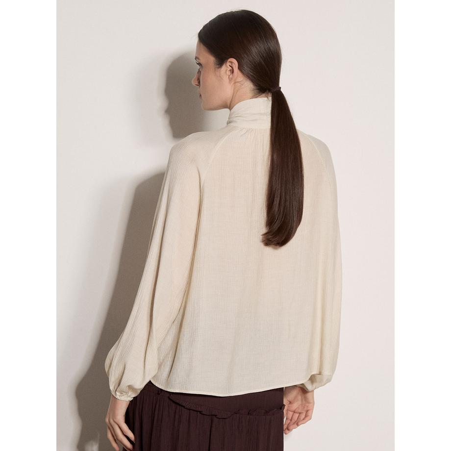 APRICOT Blusa con tessuto crinkle e collo a fiocco  