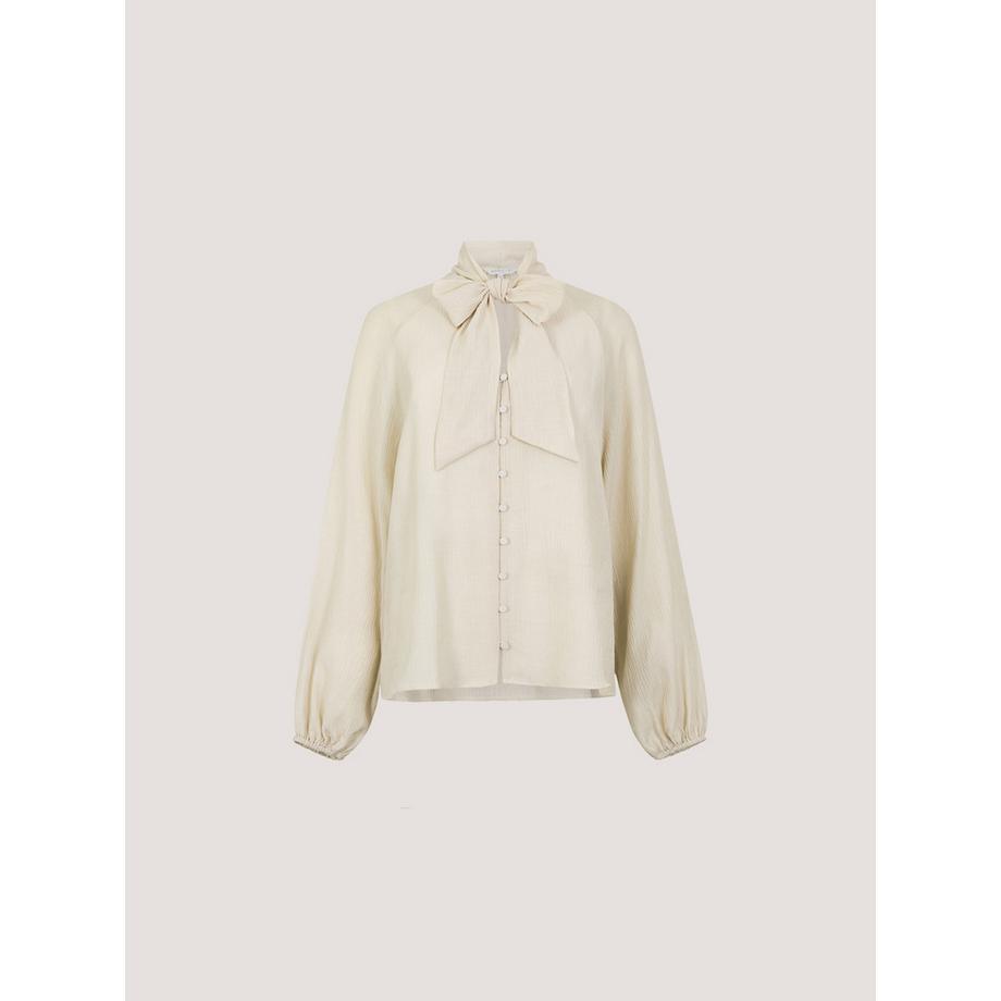 APRICOT Blusa con tessuto crinkle e collo a fiocco  