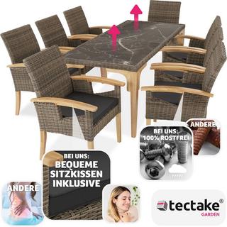 Tectake Rattan Tisch Foggia mit 8 Stühlen Rosarno  