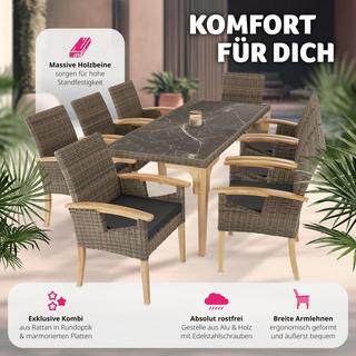Tectake Rattan Tisch Foggia mit 8 Stühlen Rosarno  