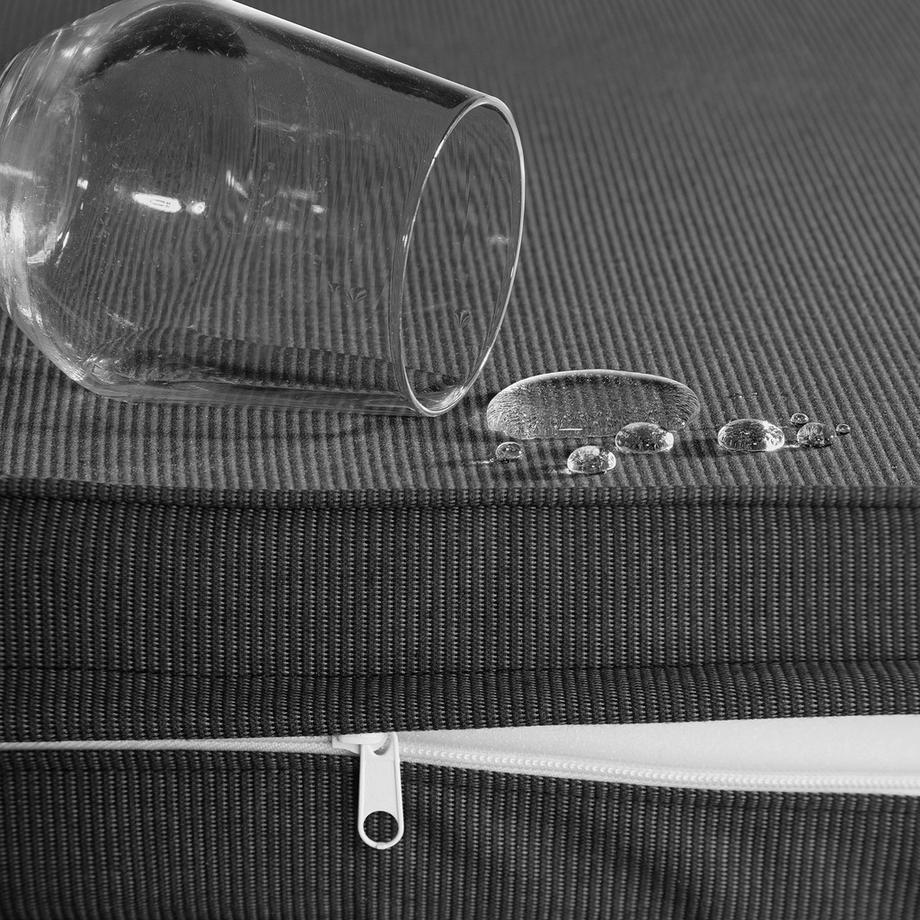 Tectake Rattan Tisch Foggia mit 8 Stühlen Rosarno  mit stabilen Holzgestellen 2 abnehmbare Feinsteinzeugplatten  