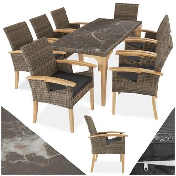 Rattan Tisch Foggia mit 8 Stühlen Rosarno