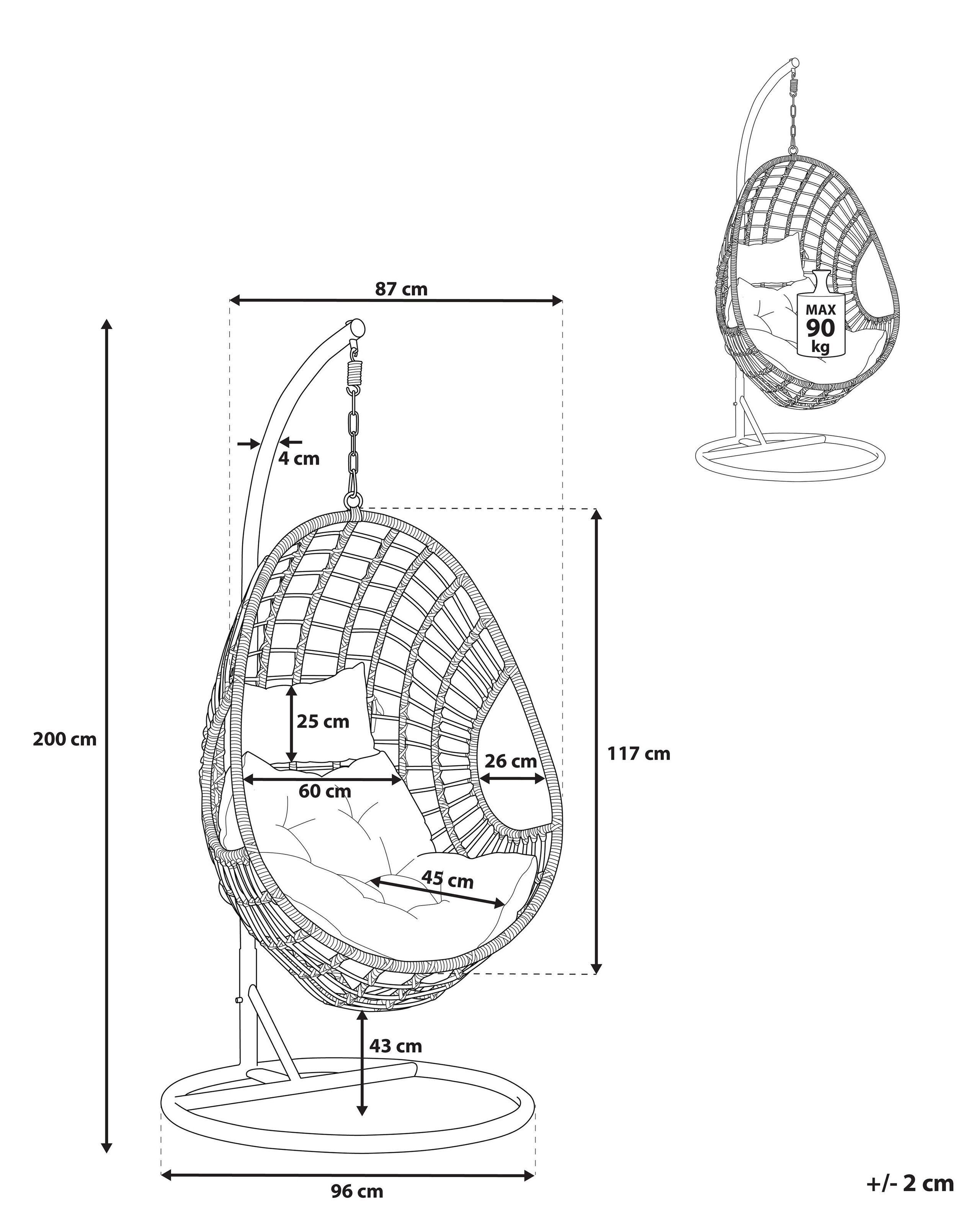 Beliani Fauteuil suspendu avec support en Polyrotin Rétro ARPINO  
