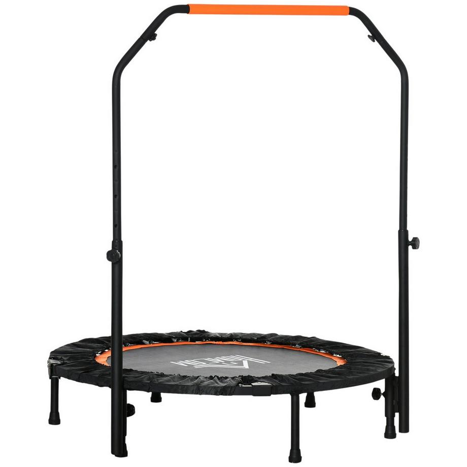 Northio  102 cm Fitness-Trampolin, Faltbares Mini-Trampolin mit vierfach höhenverstellbarem Haltegriff, Fitness-Rebounder für Erwachsene, bis 100 kg, Schwarz Aosom 