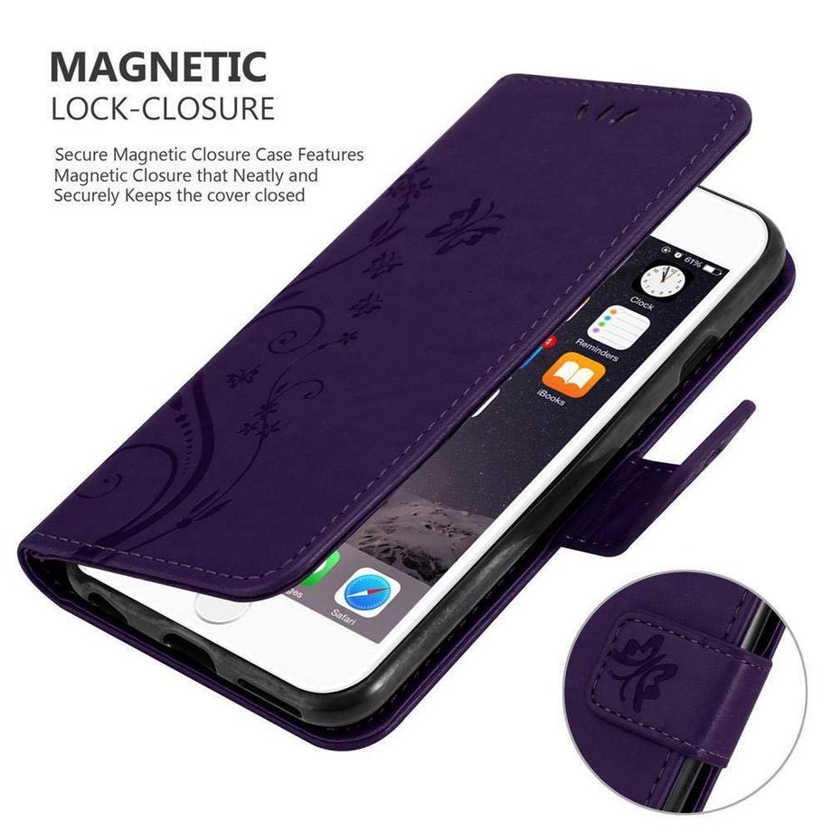 Cadorabo  Hülle für Apple iPhone 6 / 6S Blumen Design Magnetverschluss 