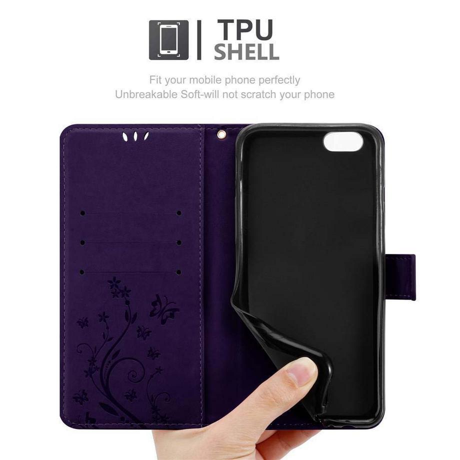 Cadorabo  Hülle für Apple iPhone 6 / 6S Blumen Design Magnetverschluss 