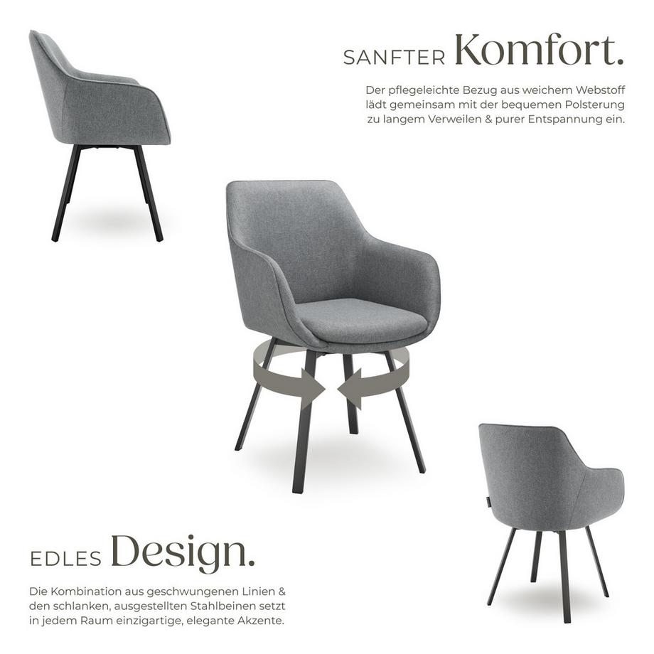 Tectake Drehbarer Armlehnstuhl Alicon, gepolstert  