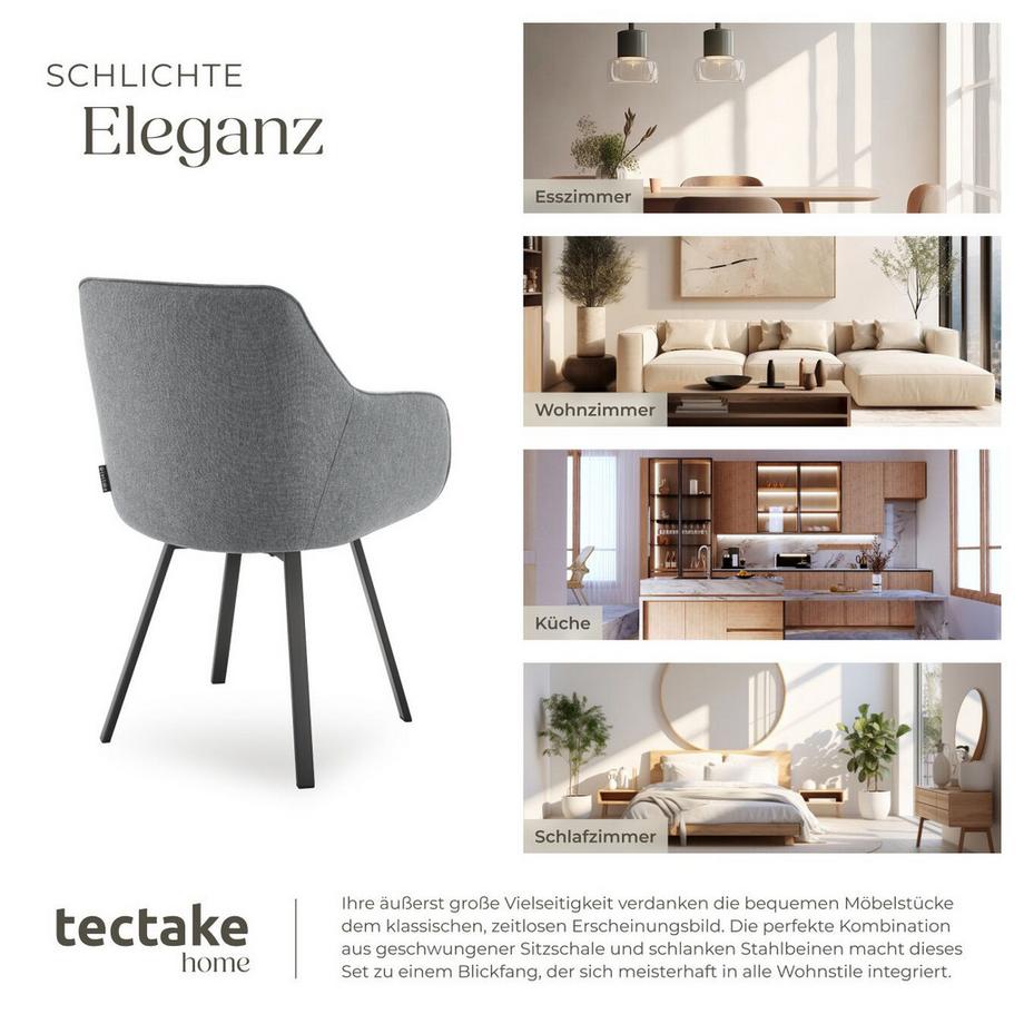 Tectake Chaise pivotante à accoudoirs Alicon rembourré  