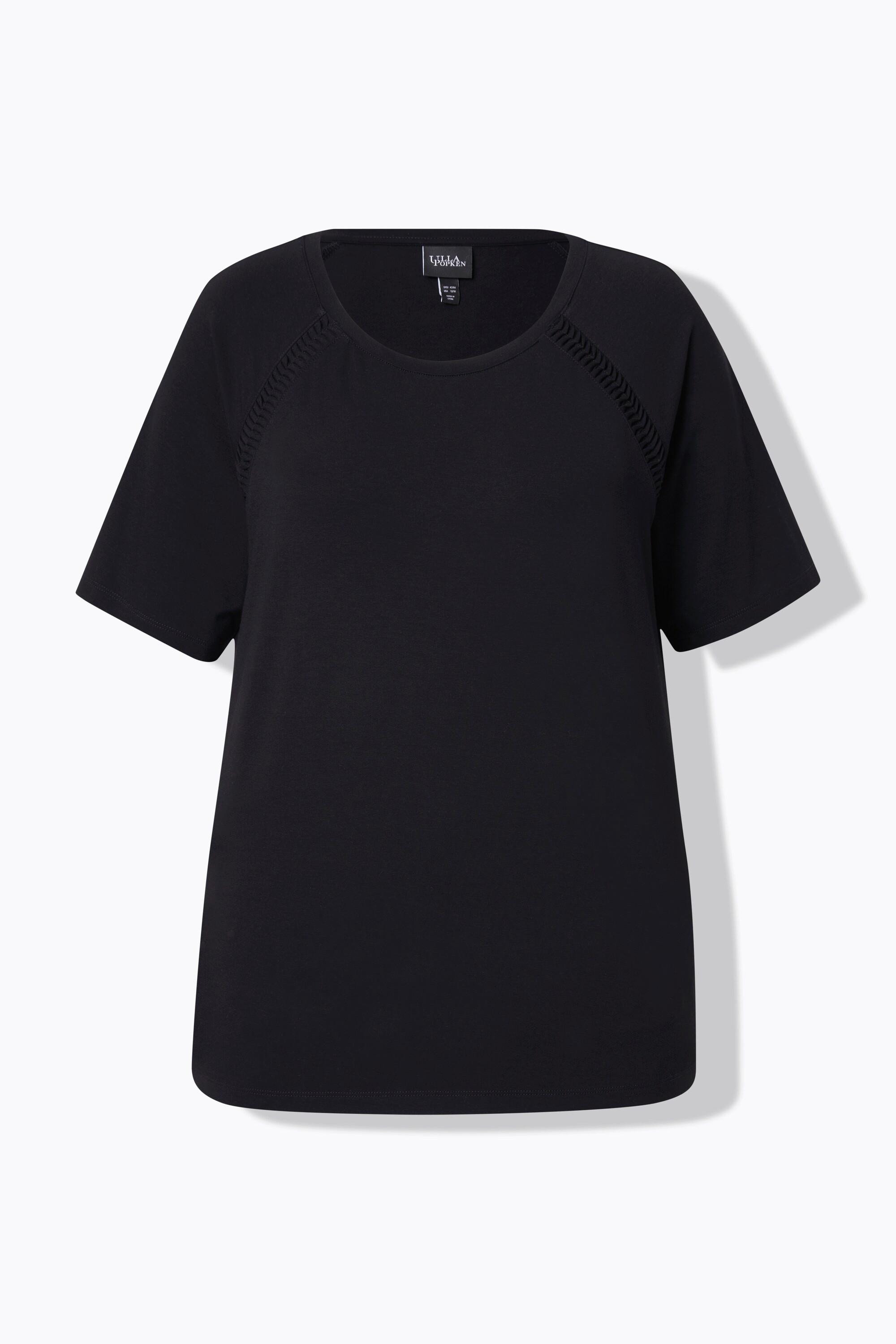 Ulla Popken T-shirt Classic Girocollo Mezze Maniche con Laccetti Decorativi  