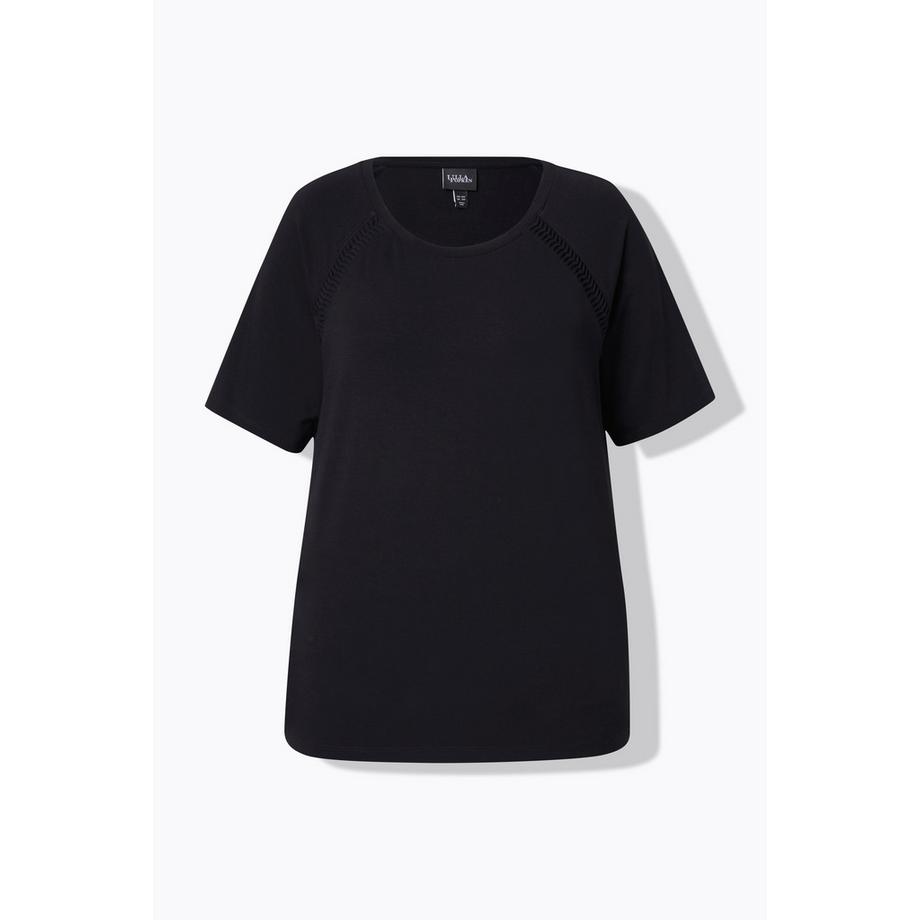 Ulla Popken T-shirt Classic Col Rond Manches Courtes avec Bandes Fantaisie  