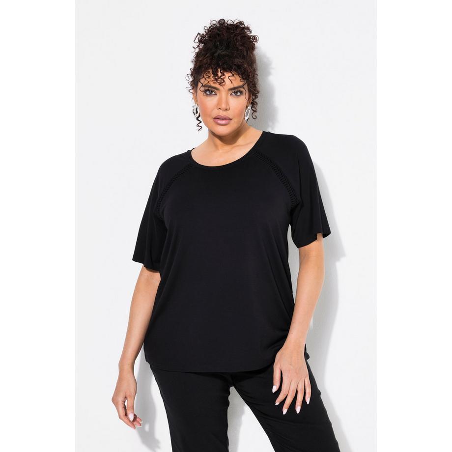 Ulla Popken T-shirt Classic Col Rond Manches Courtes avec Bandes Fantaisie  