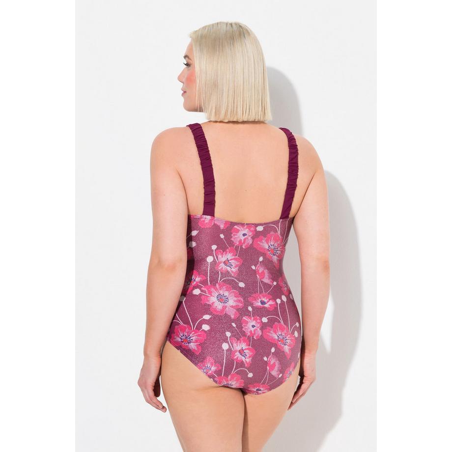 Ulla Popken Maillot de bain Bretelles Froncées Imprimé Floral Bonnets Souples  