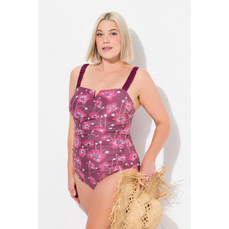 Ulla Popken Maillot de bain Bretelles Froncées Imprimé Floral Bonnets Souples  