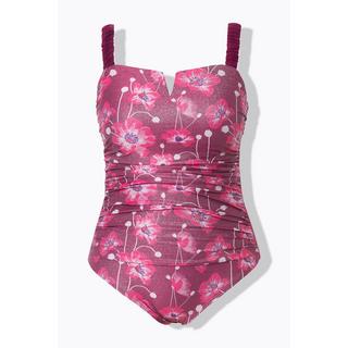 Ulla Popken  Maillot de bain à bonnets souples, bretelles froncées, imprimé floral, matière recyclée 