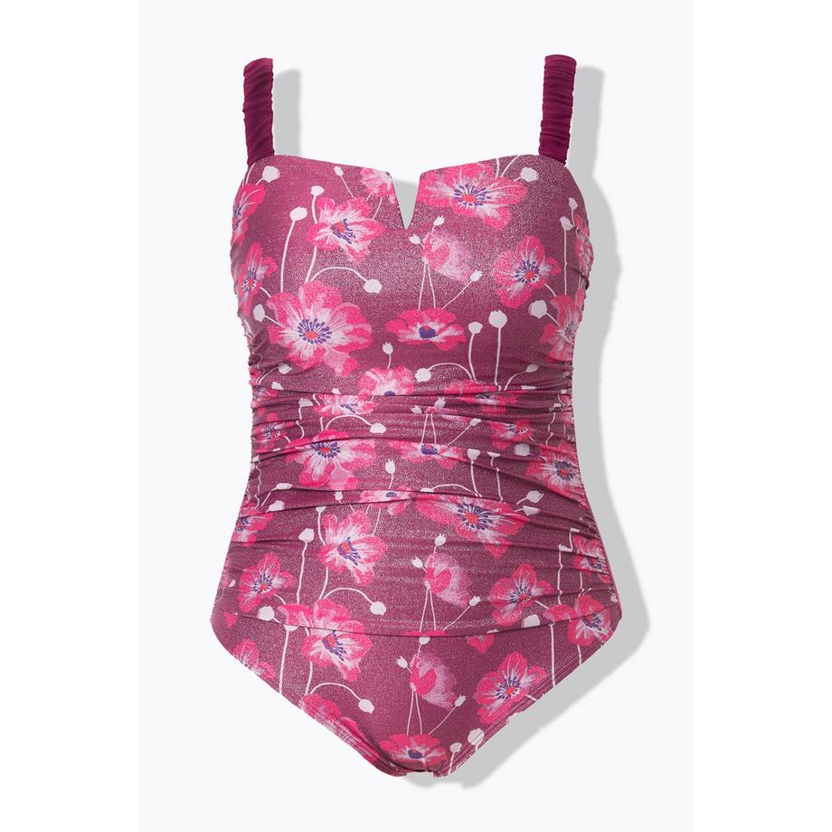 Ulla Popken Maillot de bain Bretelles Froncées Imprimé Floral Bonnets Souples  