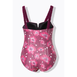 Ulla Popken  Maillot de bain à bonnets souples, bretelles froncées, imprimé floral, matière recyclée 