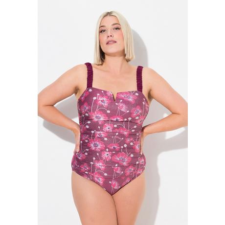 Ulla Popken  Maillot de bain à bonnets souples, bretelles froncées, imprimé floral, matière recyclée 