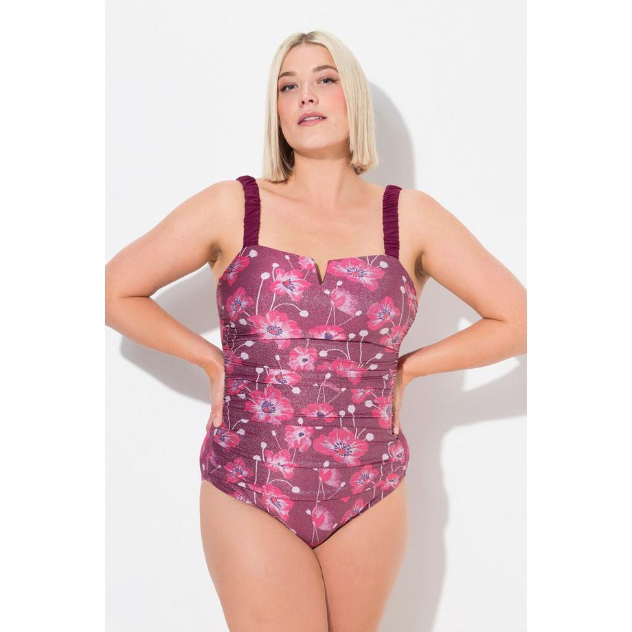 Ulla Popken Maillot de bain Bretelles Froncées Imprimé Floral Bonnets Souples  