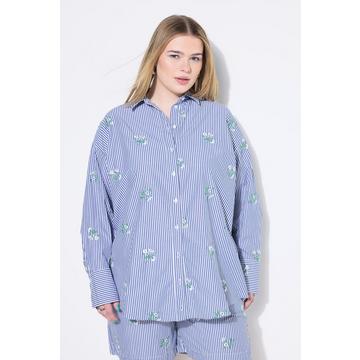 Hemd, oversized, Streifen, Flower-Stickerei