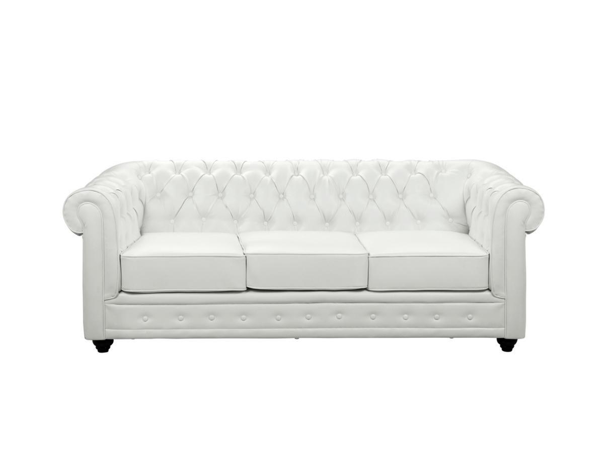 Vente-unique Sofa 3Sitzer Kunstleder CHESTERFIELD  