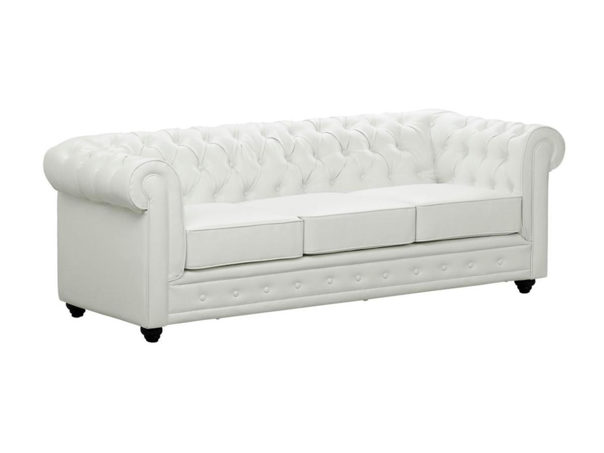 Vente-unique Divano CHESTERFIELD 3 posti in similpelle Bianco  