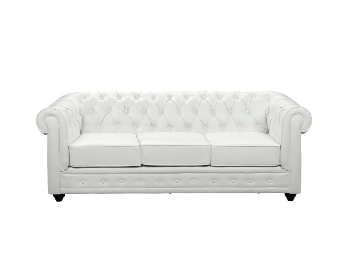 Vente-unique Divano CHESTERFIELD 3 posti in similpelle Bianco  